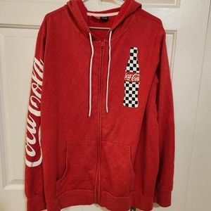 🌺 Red Coca-Cola 🥤 LS Hooded Sweatshirt XL Men's